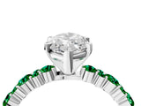 White gold Marquise Cut Diamond Side Stone Solitaire Ring with Round with Emerald side stone and Four-Prong Setting_16