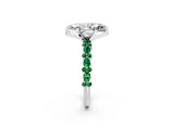 White gold Marquise Cut Diamond Side Stone Solitaire Ring with Round with Emerald side stone and Four-Prong Setting_2