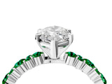 White gold Marquise Cut Diamond Side Stone Solitaire Ring with Round with Emerald side stone and Four-Prong Setting_4