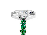 White gold Marquise Cut Diamond Side Stone Solitaire Ring with Round with Emerald side stone and Four-Prong Setting_5