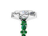 White gold Marquise Cut Diamond Side Stone Solitaire Ring with Round with Emerald side stone and Four-Prong Setting_5