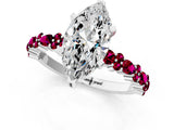 White gold Marquise Cut Diamond Side Stone Solitaire Ring with Round with Garnet side stone and Four-Prong Setting_1