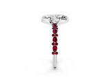 White gold Marquise Cut Diamond Side Stone Solitaire Ring with Round with Garnet side stone and Four-Prong Setting_14