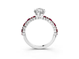 White gold Marquise Cut Diamond Side Stone Solitaire Ring with Round with Garnet side stone and Four-Prong Setting_15