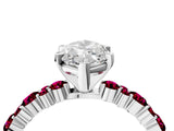 White gold Marquise Cut Diamond Side Stone Solitaire Ring with Round with Garnet side stone and Four-Prong Setting_16