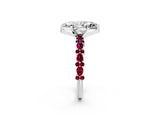 White gold Marquise Cut Diamond Side Stone Solitaire Ring with Round with Garnet side stone and Four-Prong Setting_2