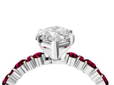 White gold Marquise Cut Diamond Side Stone Solitaire Ring with Round with Garnet side stone and Four-Prong Setting_4
