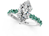 White gold Marquise Cut Diamond Side Stone Solitaire Ring with Round with Green Sapphire side stone and Four-Prong Setting_13