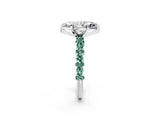 White gold Marquise Cut Diamond Side Stone Solitaire Ring with Round with Green Sapphire side stone and Four-Prong Setting_2