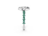 White gold Marquise Cut Diamond Side Stone Solitaire Ring with Round with Green Sapphire side stone and Four-Prong Setting_2