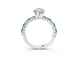 White gold Marquise Cut Diamond Side Stone Solitaire Ring with Round with Green Sapphire side stone and Four-Prong Setting_3