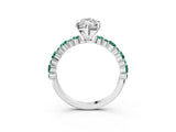 White gold Marquise Cut Diamond Side Stone Solitaire Ring with Round with Green Sapphire side stone and Four-Prong Setting_3