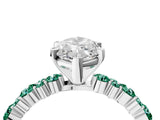 White gold Marquise Cut Diamond Side Stone Solitaire Ring with Round with Green Sapphire side stone and Four-Prong Setting_4