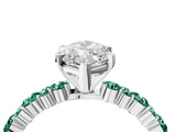 White gold Marquise Cut Diamond Side Stone Solitaire Ring with Round with Green Sapphire side stone and Four-Prong Setting_4