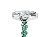 White gold Marquise Cut Diamond Side Stone Solitaire Ring with Round with Green Sapphire side stone and Four-Prong Setting_5