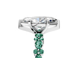 White gold Marquise Cut Diamond Side Stone Solitaire Ring with Round with Green Sapphire side stone and Four-Prong Setting_5
