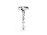 White gold Marquise Cut Diamond Side Stone Solitaire Ring with Round with Moissanite side stone and Four-Prong Setting_14