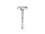 White gold Marquise Cut Diamond Side Stone Solitaire Ring with Round with Moissanite side stone and Four-Prong Setting_2