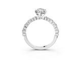 White gold Marquise Cut Diamond Side Stone Solitaire Ring with Round with Moissanite side stone and Four-Prong Setting_3