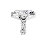White gold Marquise Cut Diamond Side Stone Solitaire Ring with Round with Moissanite side stone and Four-Prong Setting_5