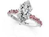 White gold Marquise Cut Diamond Side Stone Solitaire Ring with Round with Morganite side stone and Four-Prong Setting_1
