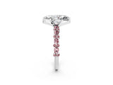 White gold Marquise Cut Diamond Side Stone Solitaire Ring with Round with Morganite side stone and Four-Prong Setting_2