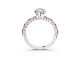 White gold Marquise Cut Diamond Side Stone Solitaire Ring with Round with Morganite side stone and Four-Prong Setting_3