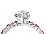 White gold Marquise Cut Diamond Side Stone Solitaire Ring with Round with Morganite side stone and Four-Prong Setting_4