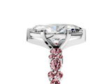 White gold Marquise Cut Diamond Side Stone Solitaire Ring with Round with Morganite side stone and Four-Prong Setting_5