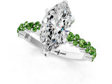 White gold Marquise Cut Diamond Side Stone Solitaire Ring with Round with Peridot side stone and Four-Prong Setting_13