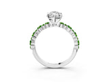 White gold Marquise Cut Diamond Side Stone Solitaire Ring with Round with Peridot side stone and Four-Prong Setting_3