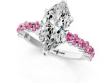 White gold Marquise Cut Diamond Side Stone Solitaire Ring with Round with Pink Sapphire side stone and Four-Prong Setting_1