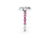 White gold Marquise Cut Diamond Side Stone Solitaire Ring with Round with Pink Sapphire side stone and Four-Prong Setting_2