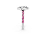 White gold Marquise Cut Diamond Side Stone Solitaire Ring with Round with Pink Sapphire side stone and Four-Prong Setting_2