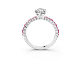 White gold Marquise Cut Diamond Side Stone Solitaire Ring with Round with Pink Sapphire side stone and Four-Prong Setting_3