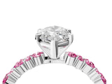 White gold Marquise Cut Diamond Side Stone Solitaire Ring with Round with Pink Sapphire side stone and Four-Prong Setting_4