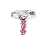 White gold Marquise Cut Diamond Side Stone Solitaire Ring with Round with Pink Sapphire side stone and Four-Prong Setting_5