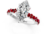 White gold Marquise Cut Diamond Side Stone Solitaire Ring with Round with Ruby side stone and Four-Prong Setting_1