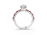 White gold Marquise Cut Diamond Side Stone Solitaire Ring with Round with Ruby side stone and Four-Prong Setting_15