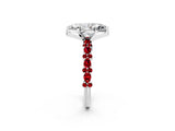 White gold Marquise Cut Diamond Side Stone Solitaire Ring with Round with Ruby side stone and Four-Prong Setting_2