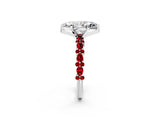 White gold Marquise Cut Diamond Side Stone Solitaire Ring with Round with Ruby side stone and Four-Prong Setting_2