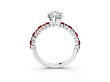 White gold Marquise Cut Diamond Side Stone Solitaire Ring with Round with Ruby side stone and Four-Prong Setting_3