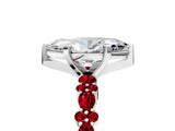 White gold Marquise Cut Diamond Side Stone Solitaire Ring with Round with Ruby side stone and Four-Prong Setting_5