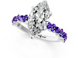 White gold Marquise Cut Diamond Side Stone Solitaire Ring with Round with Tanzanite side stone and Four-Prong Setting_1