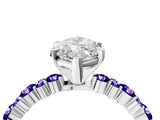 White gold Marquise Cut Diamond Side Stone Solitaire Ring with Round with Tanzanite side stone and Four-Prong Setting_10