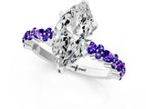 White gold Marquise Cut Diamond Side Stone Solitaire Ring with Round with Tanzanite side stone and Four-Prong Setting_13