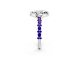 White gold Marquise Cut Diamond Side Stone Solitaire Ring with Round with Tanzanite side stone and Four-Prong Setting_14