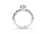 White gold Marquise Cut Diamond Side Stone Solitaire Ring with Round with Tanzanite side stone and Four-Prong Setting_15