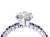 White gold Marquise Cut Diamond Side Stone Solitaire Ring with Round with Tanzanite side stone and Four-Prong Setting_16