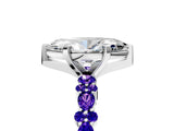 White gold Marquise Cut Diamond Side Stone Solitaire Ring with Round with Tanzanite side stone and Four-Prong Setting_17